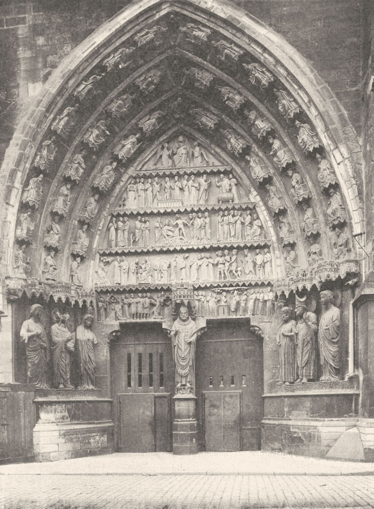 MARNE. Reims- Cathédrale, portail nord 1906 old antique vintage print picture